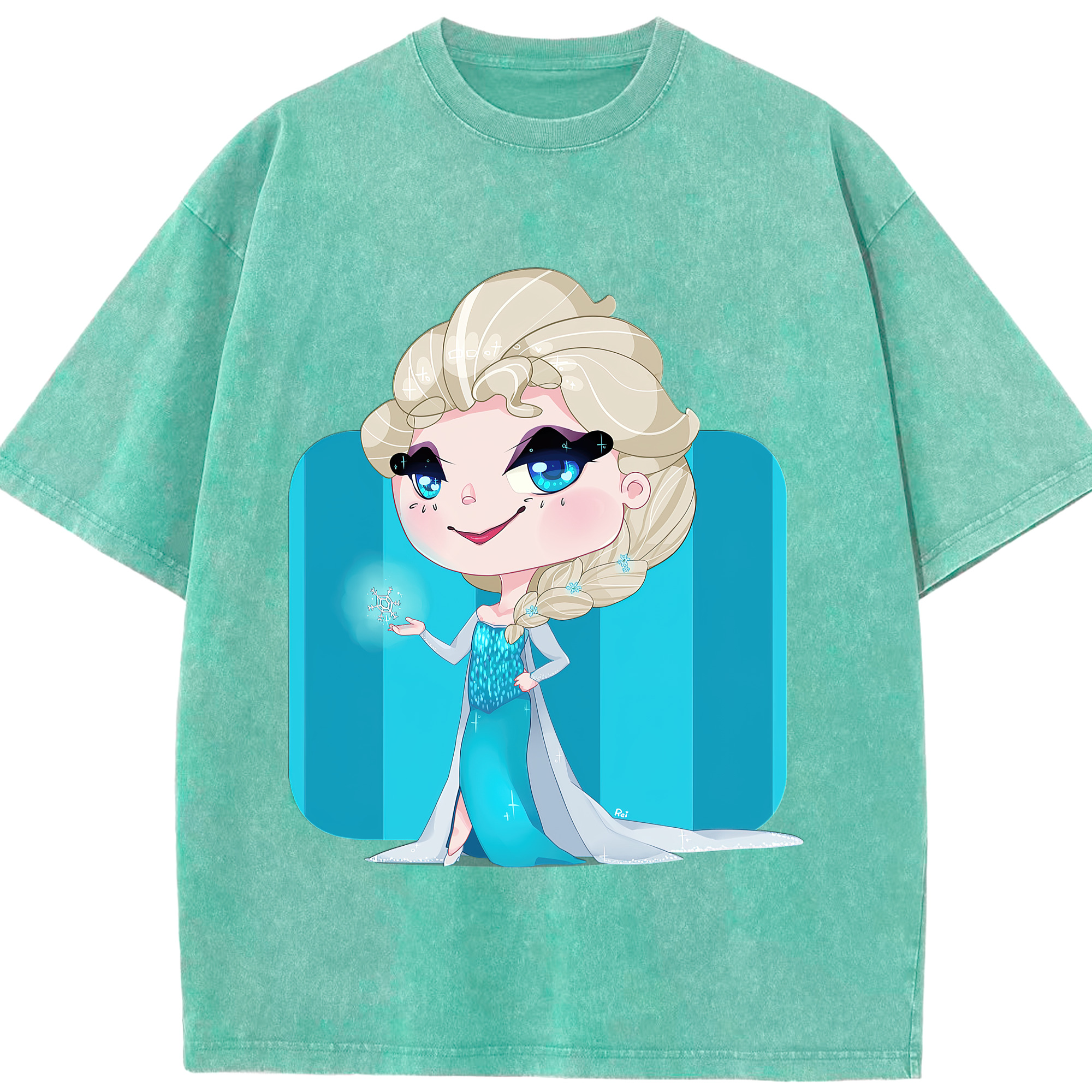 （画像用） アナと雪の女王 アンナ エルサ Frozen Anna Elsa 綿100% ヴィンテージ風 半袖Tシャツ（フロントプリント）